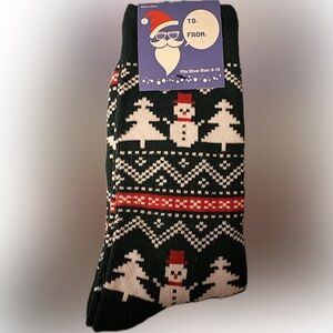 Christmas Holiday Snowman Socks - Green and Red